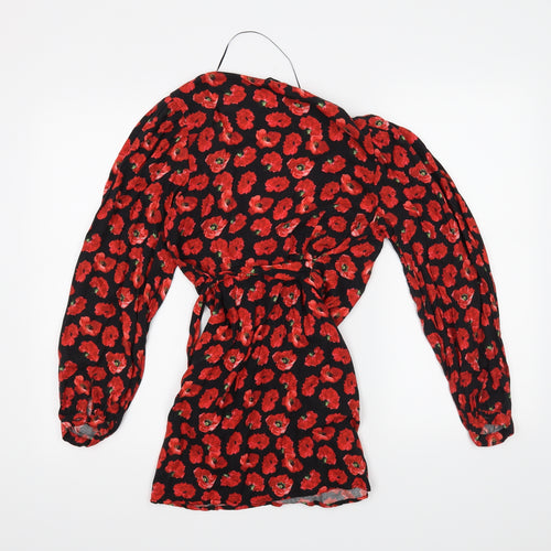 Pull & Bear Womens Black Floral  Basic Blouse Size S
