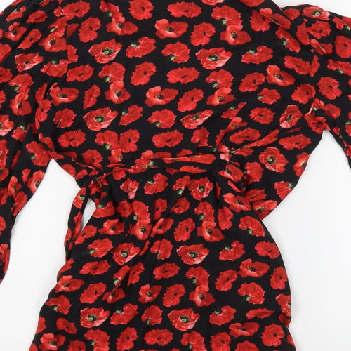 Pull & Bear Womens Black Floral  Basic Blouse Size S