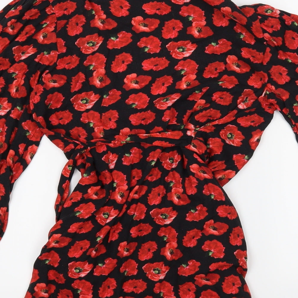 Pull & Bear Womens Black Floral  Basic Blouse Size S