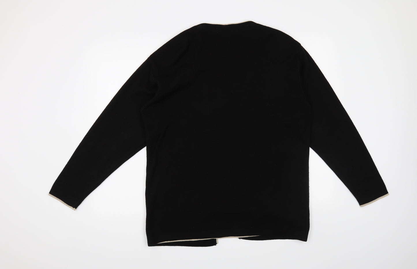 Akal Collection Womens Black Floral  Henley Jumper Size S