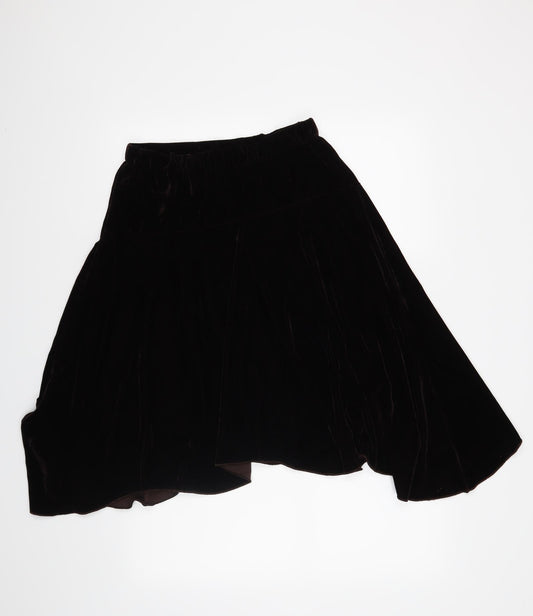 Front view of CKM women’s brown a-line skirt, size S