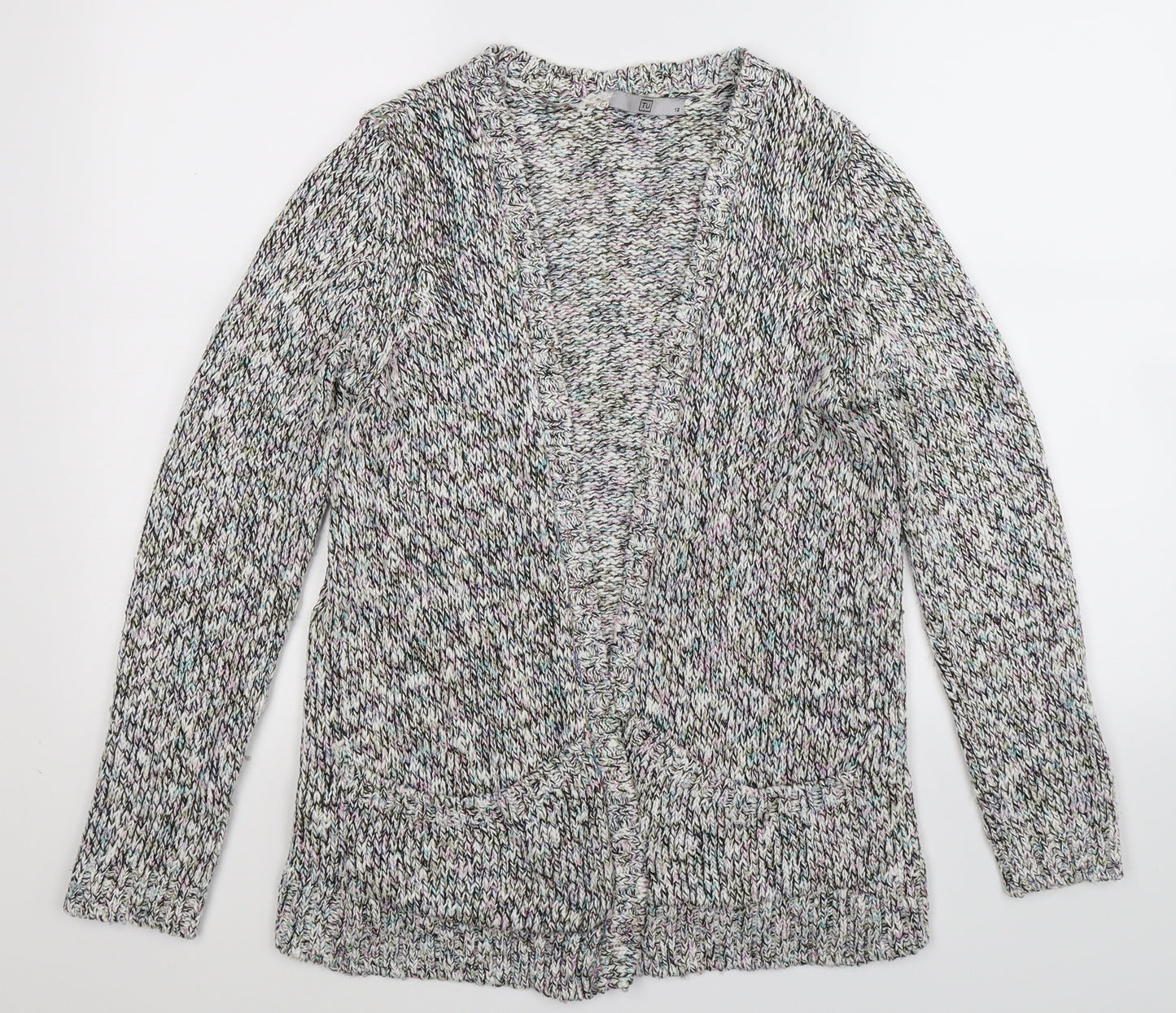 TU Womens Grey  Knit Cardigan Jumper Size 12