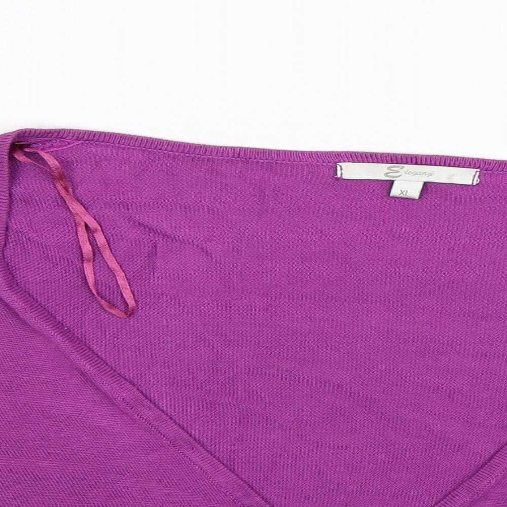 Eleganze Womens Purple  Knit Cardigan Jumper Size XL