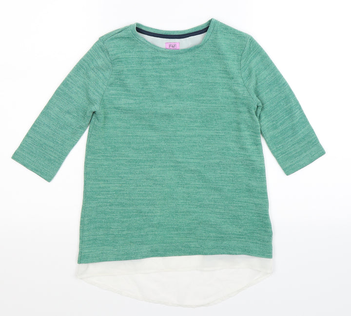 F&F Girls Green   Pullover Jumper Size 9-10 Years