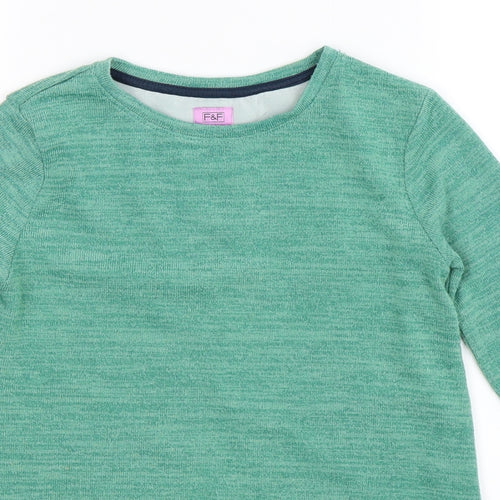 F&F Girls Green   Pullover Jumper Size 9-10 Years