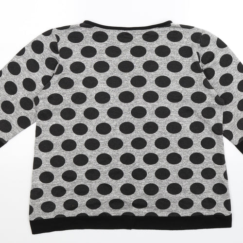 Luca Vanucci Womens Grey Polka Dot  Pullover Jumper Size S