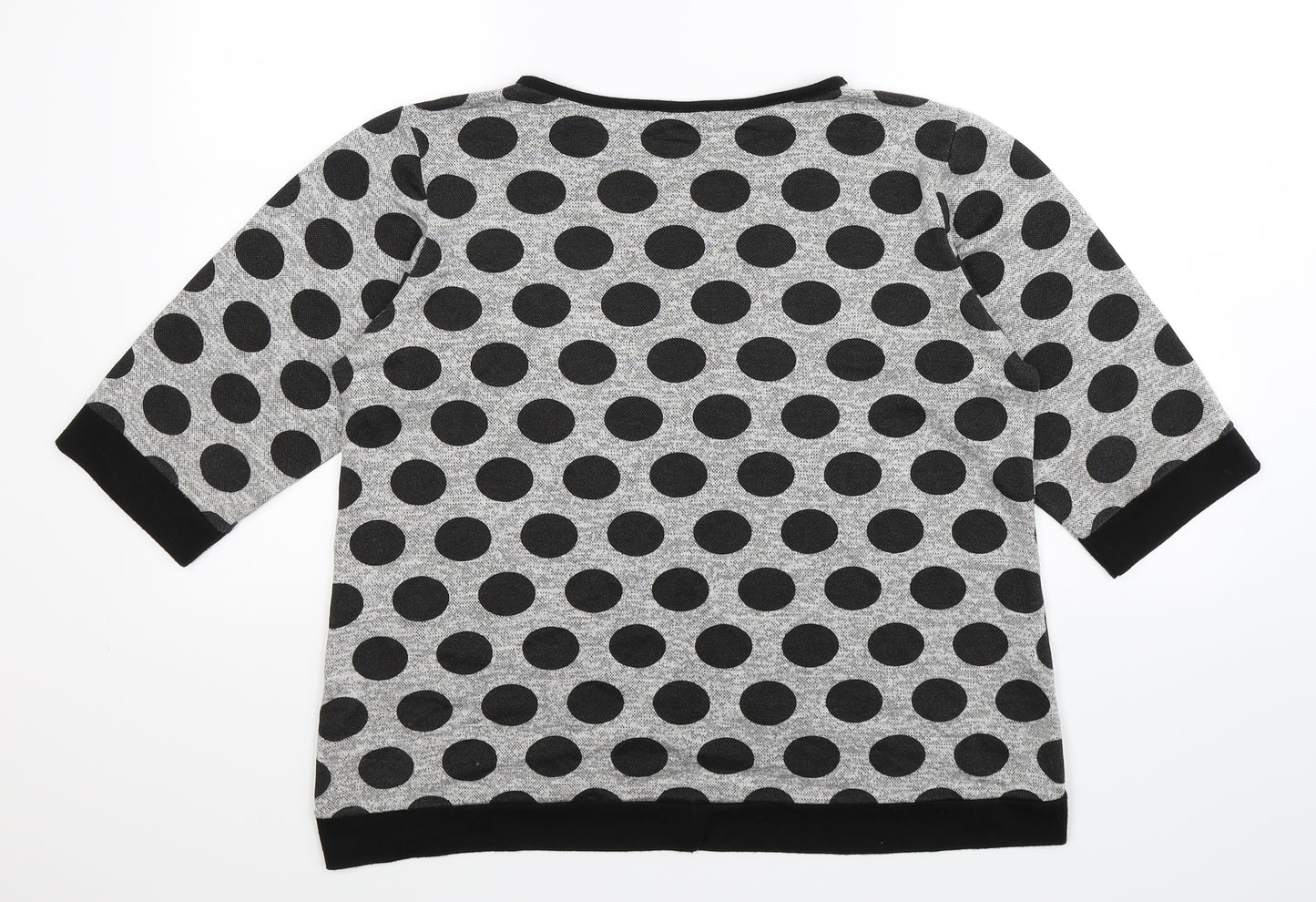 Luca Vanucci Womens Grey Polka Dot  Pullover Jumper Size S