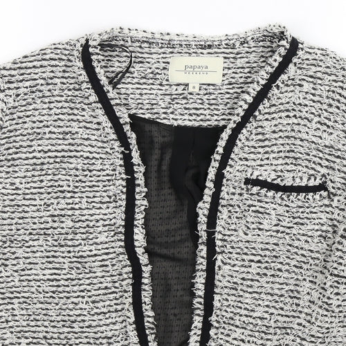 Papaya Womens Grey Striped  Jacket Blazer Size 8