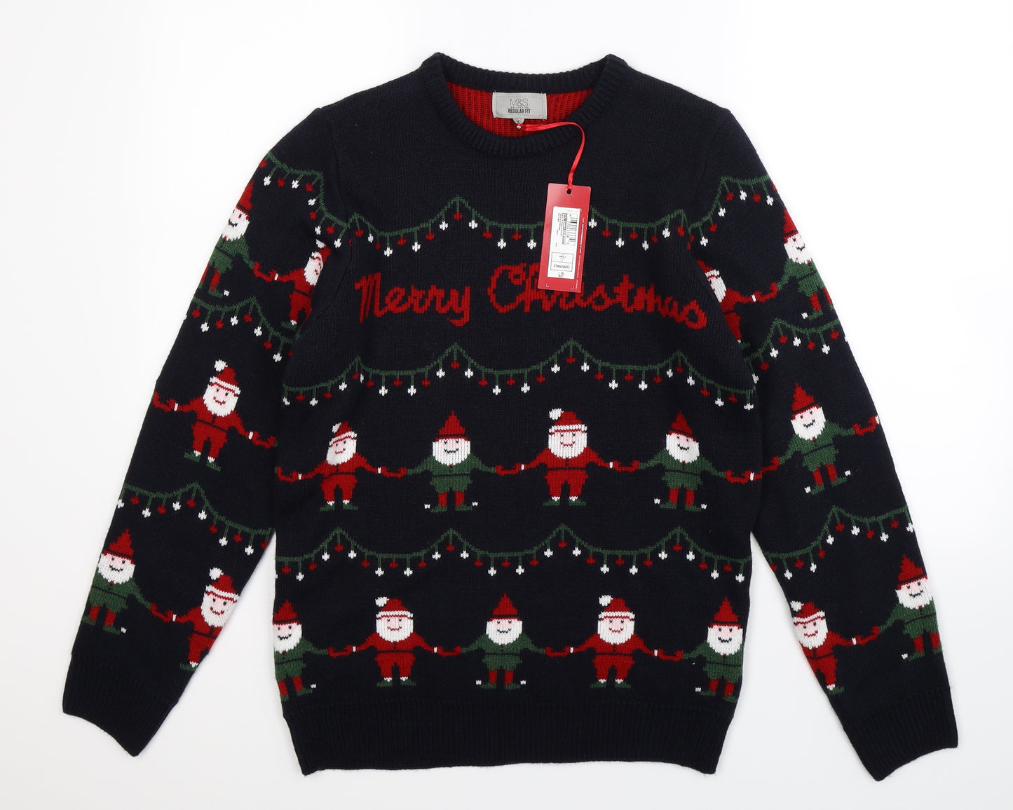 Marks and Spencer Mens Blue  Knit Pullover Jumper Size S  - Christmas