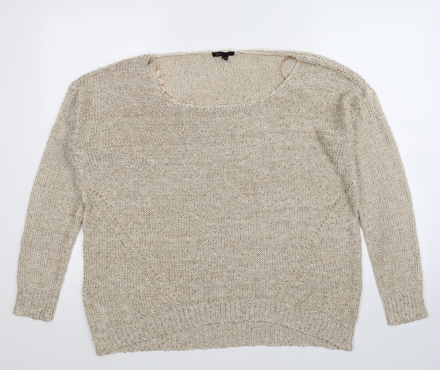 Mandi Womens Beige  Knit Pullover Jumper Size 12  - Oversized