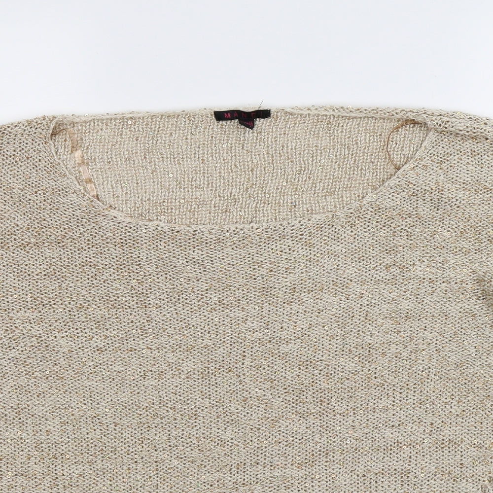 Mandi Womens Beige  Knit Pullover Jumper Size 12  - Oversized