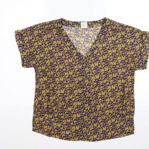 George Womens Purple Animal Print Chiffon Basic Blouse Size 12  - butterflies