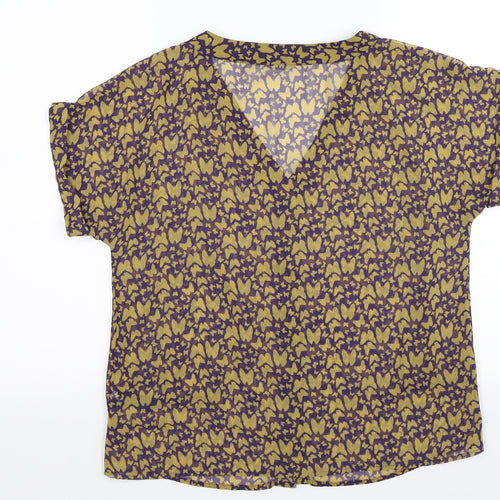 George Womens Purple Animal Print Chiffon Basic Blouse Size 12  - butterflies