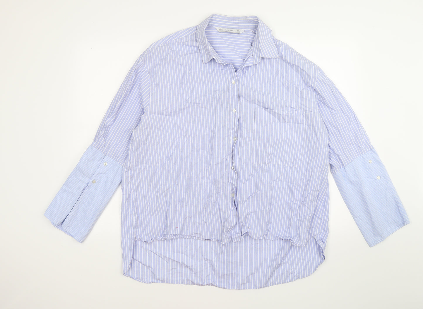 Zara Womens Blue Striped  Tunic Blouse Size XL