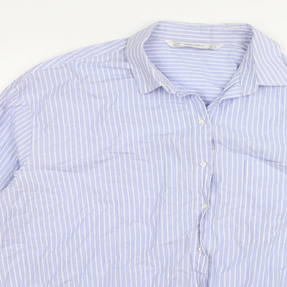 Zara Womens Blue Striped  Tunic Blouse Size XL