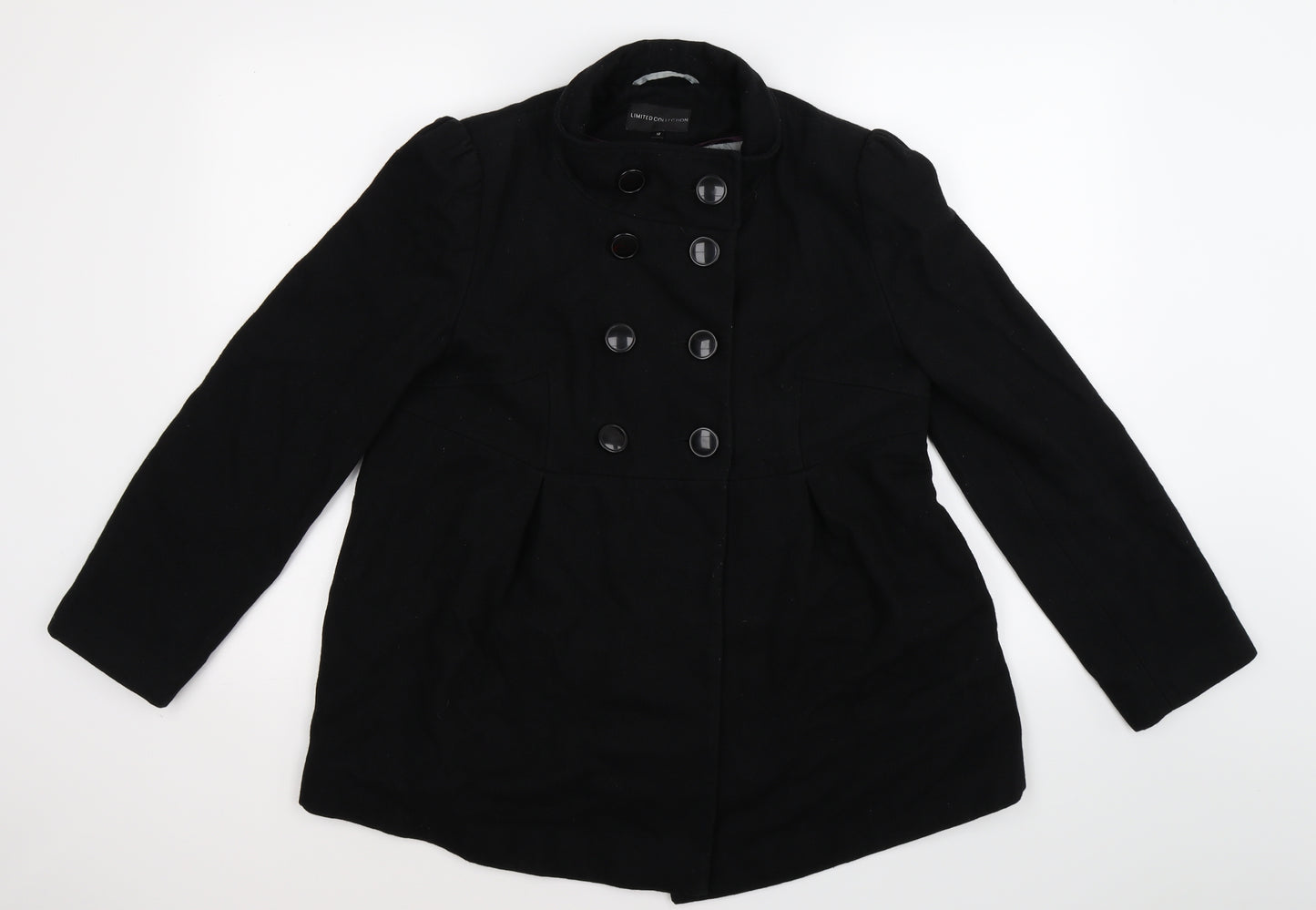 limited collection Womens Black  Fleece Pea Coat Jacket Size 12