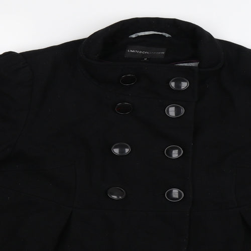 limited collection Womens Black  Fleece Pea Coat Jacket Size 12