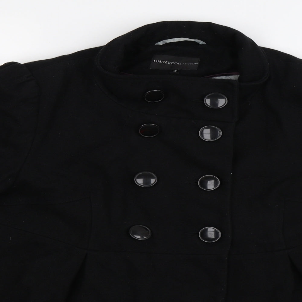 limited collection Womens Black  Fleece Pea Coat Jacket Size 12
