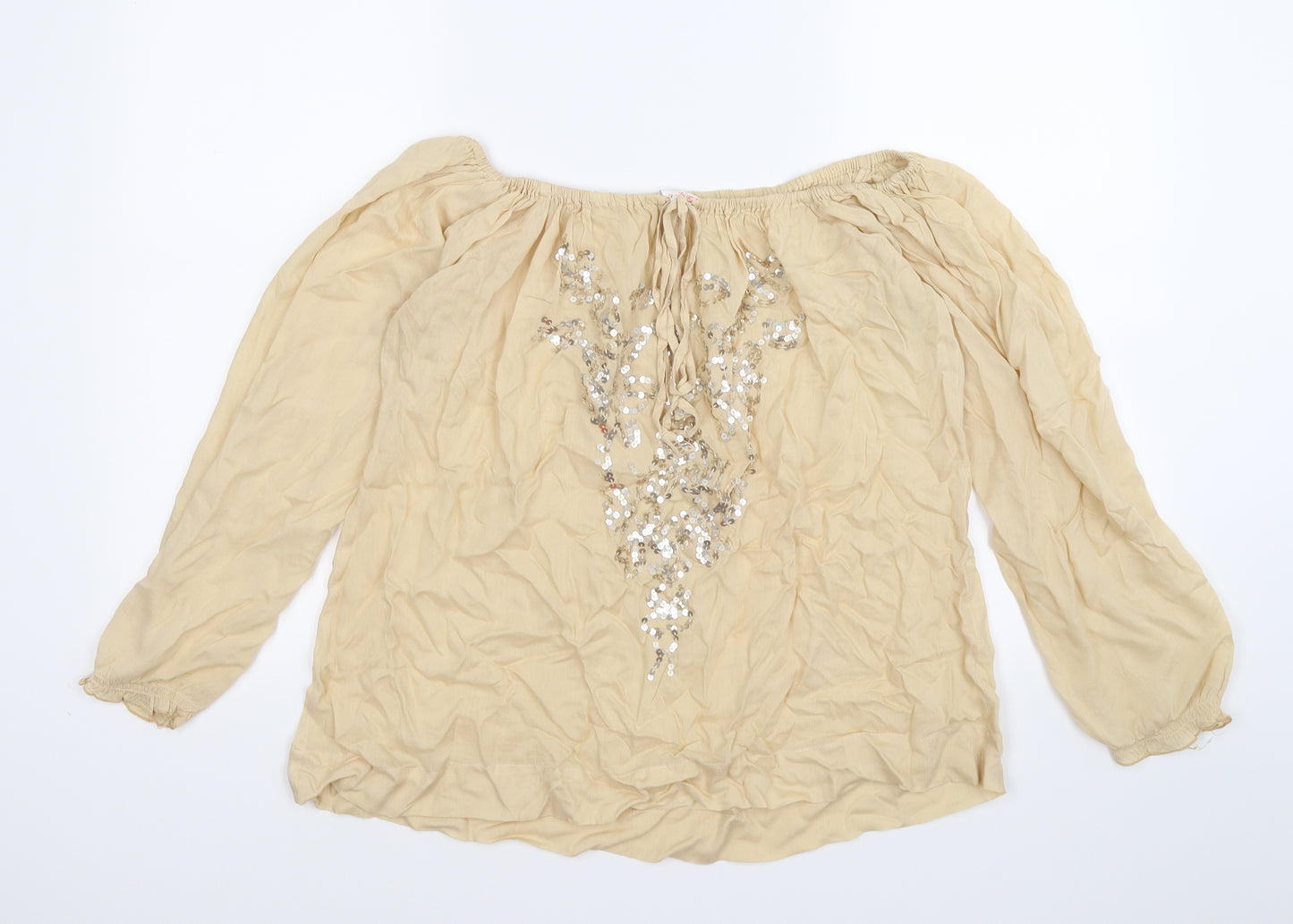 Jo Eden Womens Beige   Tunic Blouse Size M