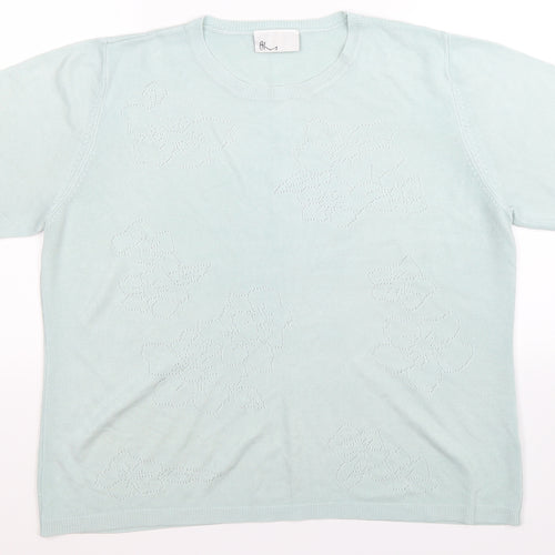 BHS Womens Green Floral Knit Pullover Jumper Size 18  - mint