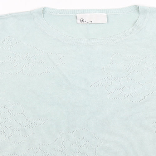 BHS Womens Green Floral Knit Pullover Jumper Size 18  - mint