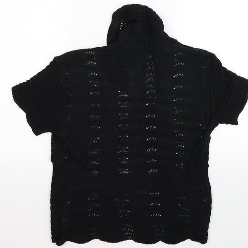 angel  Womens Black Striped Knit Wrap T-Shirt Size S  - mock cardigan