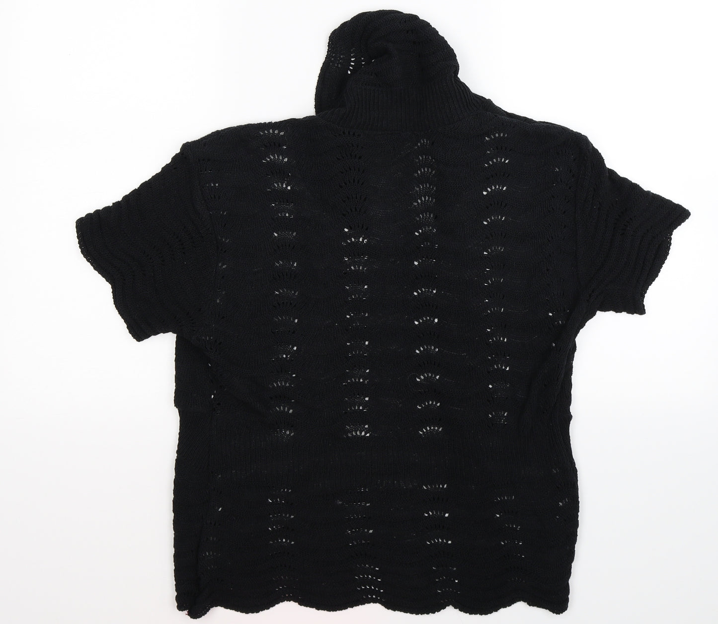 angel  Womens Black Striped Knit Wrap T-Shirt Size S  - mock cardigan