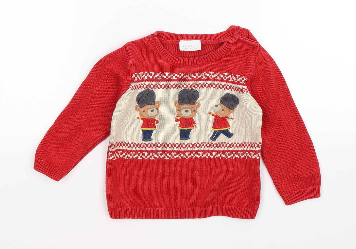 NEXT Baby Red  Knit Pullover Jumper Size 9-12 Months  - teddy fusilier