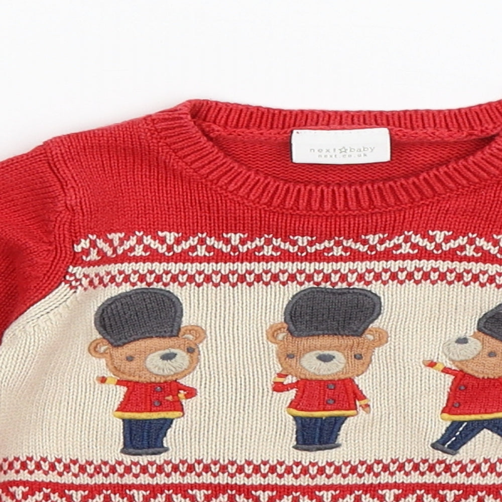 NEXT Baby Red  Knit Pullover Jumper Size 9-12 Months  - teddy fusilier