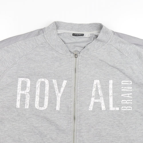 Livergy Mens Grey  Jersey Jacket  Size L  - royal
