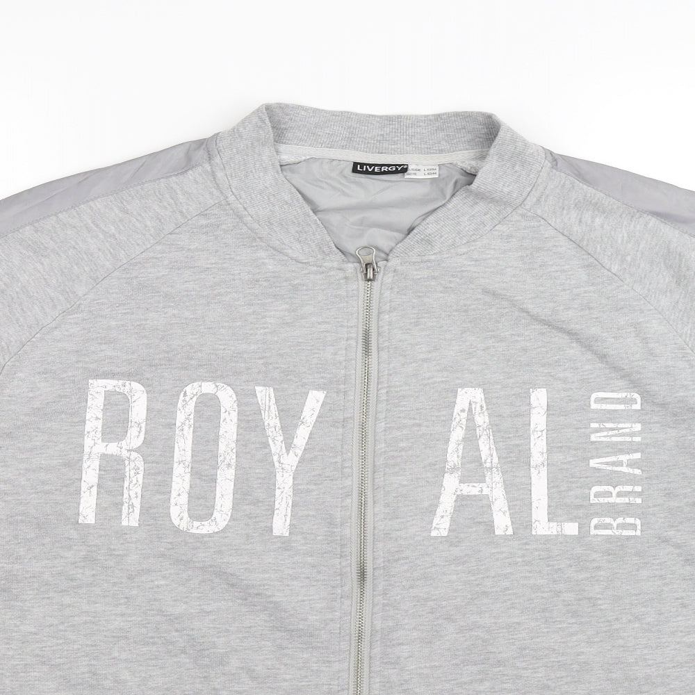 Livergy Mens Grey  Jersey Jacket  Size L  - royal
