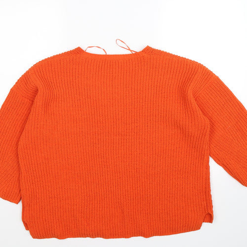 TU Womens Orange  Knit Pullover Jumper Size 16
