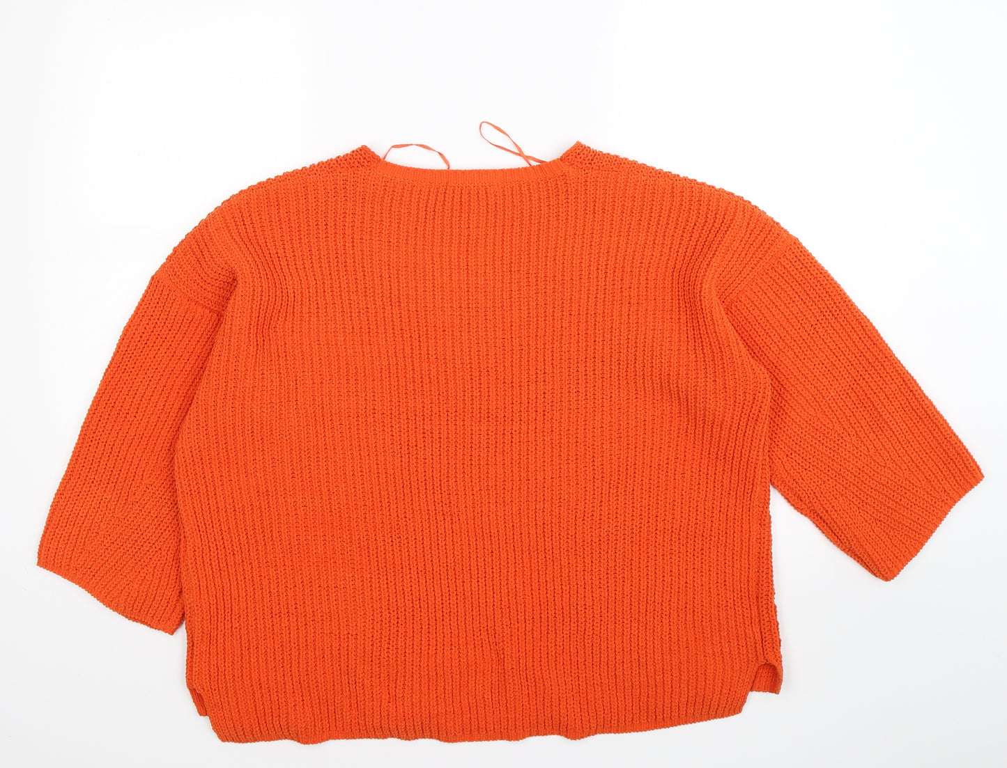 TU Womens Orange  Knit Pullover Jumper Size 16