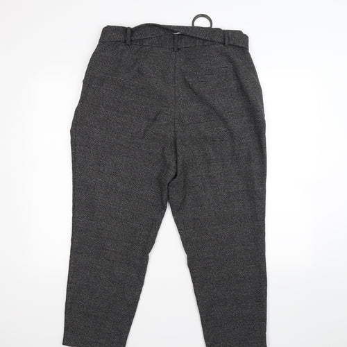 NEXT Womens Grey Check Knit Bloomer Trousers Size 14 L25 in