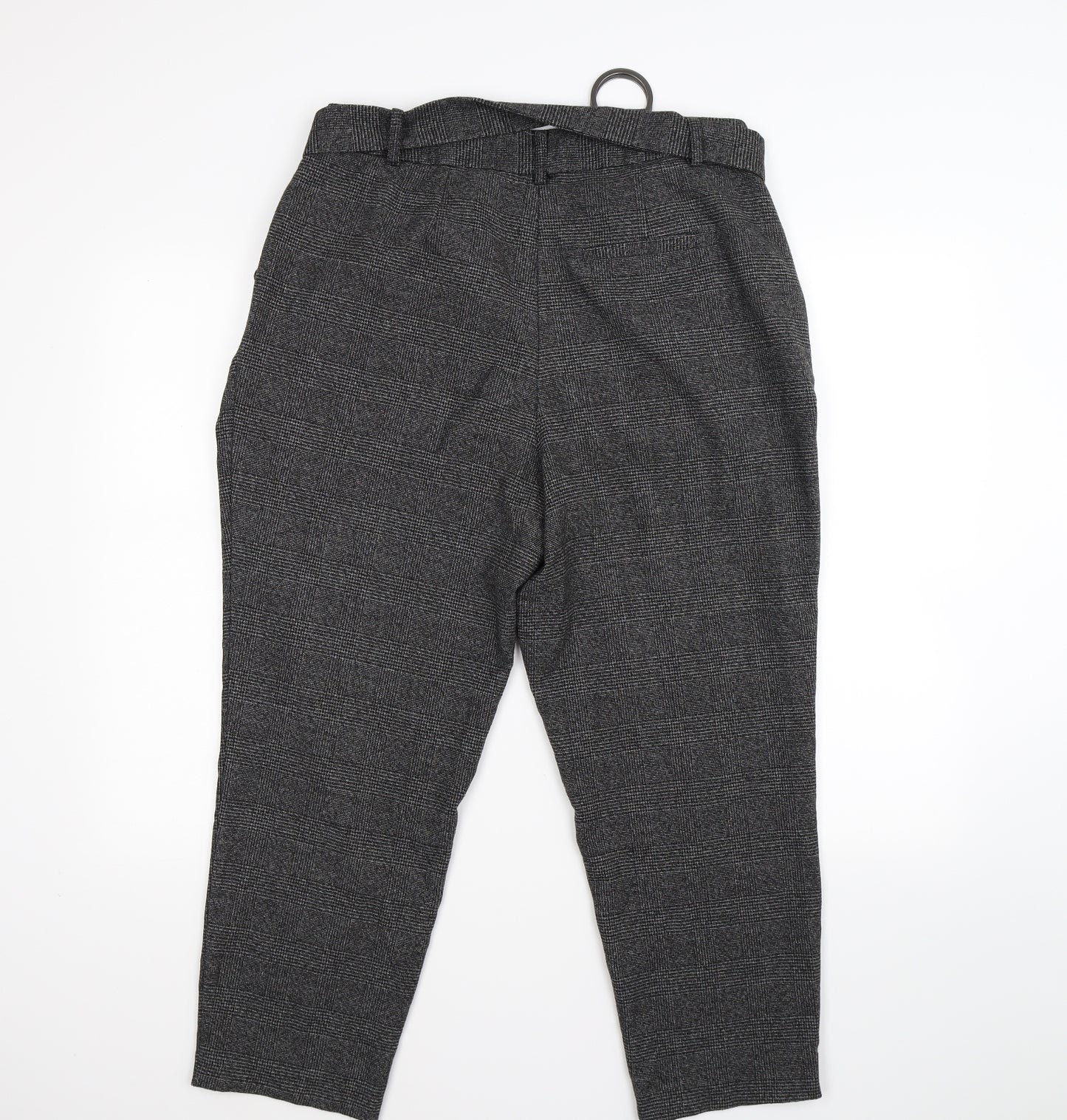NEXT Womens Grey Check Knit Bloomer Trousers Size 14 L25 in