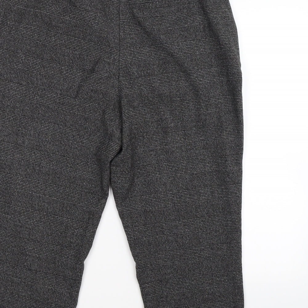 NEXT Womens Grey Check Knit Bloomer Trousers Size 14 L25 in