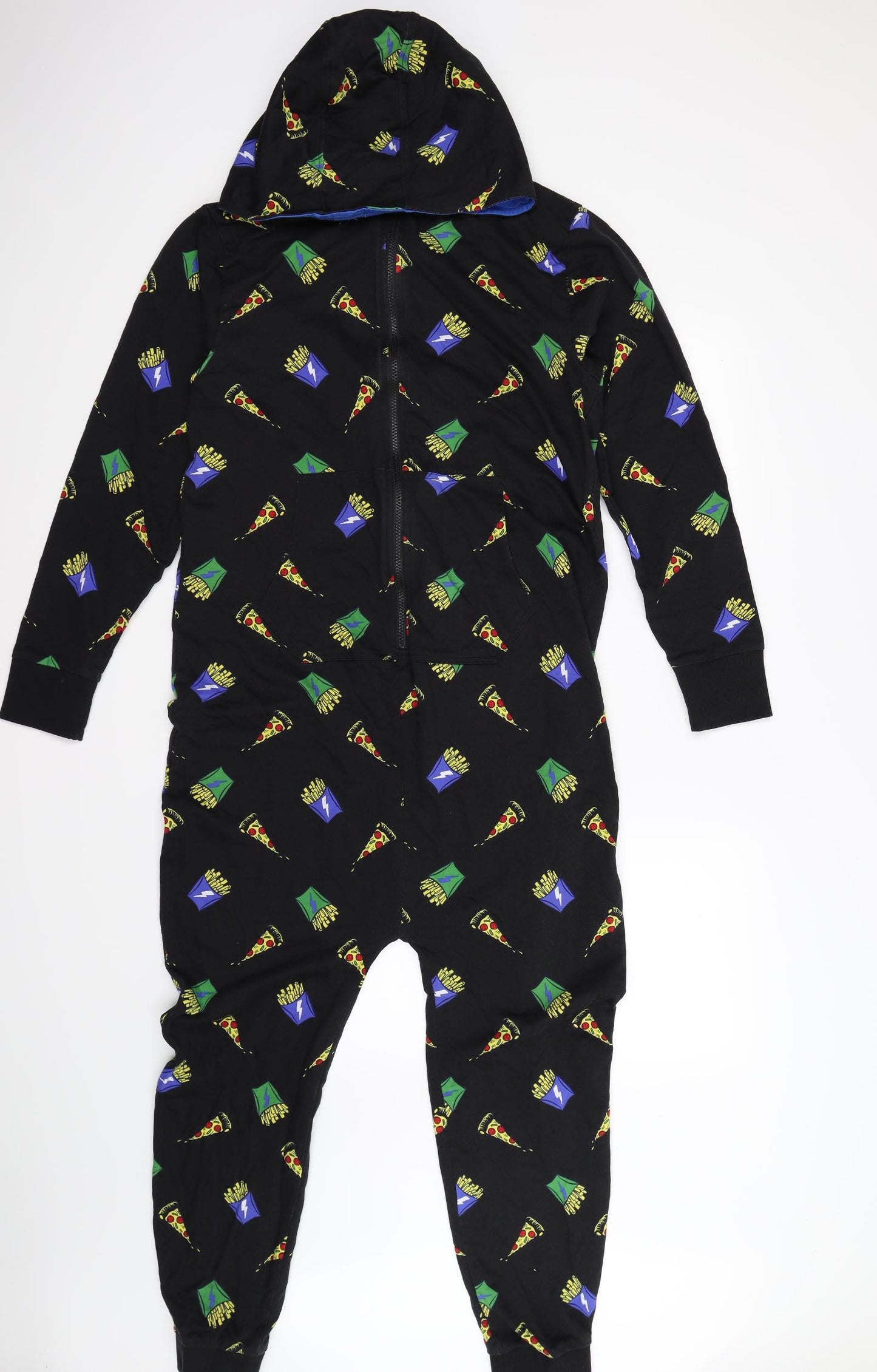 NEXT Boys Black Geometric Jersey  One Piece Size 15 Years  - pizza and chips