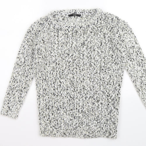 George Womens Grey Striped Knit Pullover Jumper Size 8  - metallic
