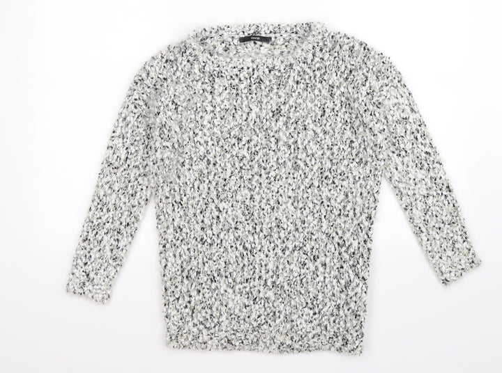 George Womens Grey Striped Knit Pullover Jumper Size 8 - metallic