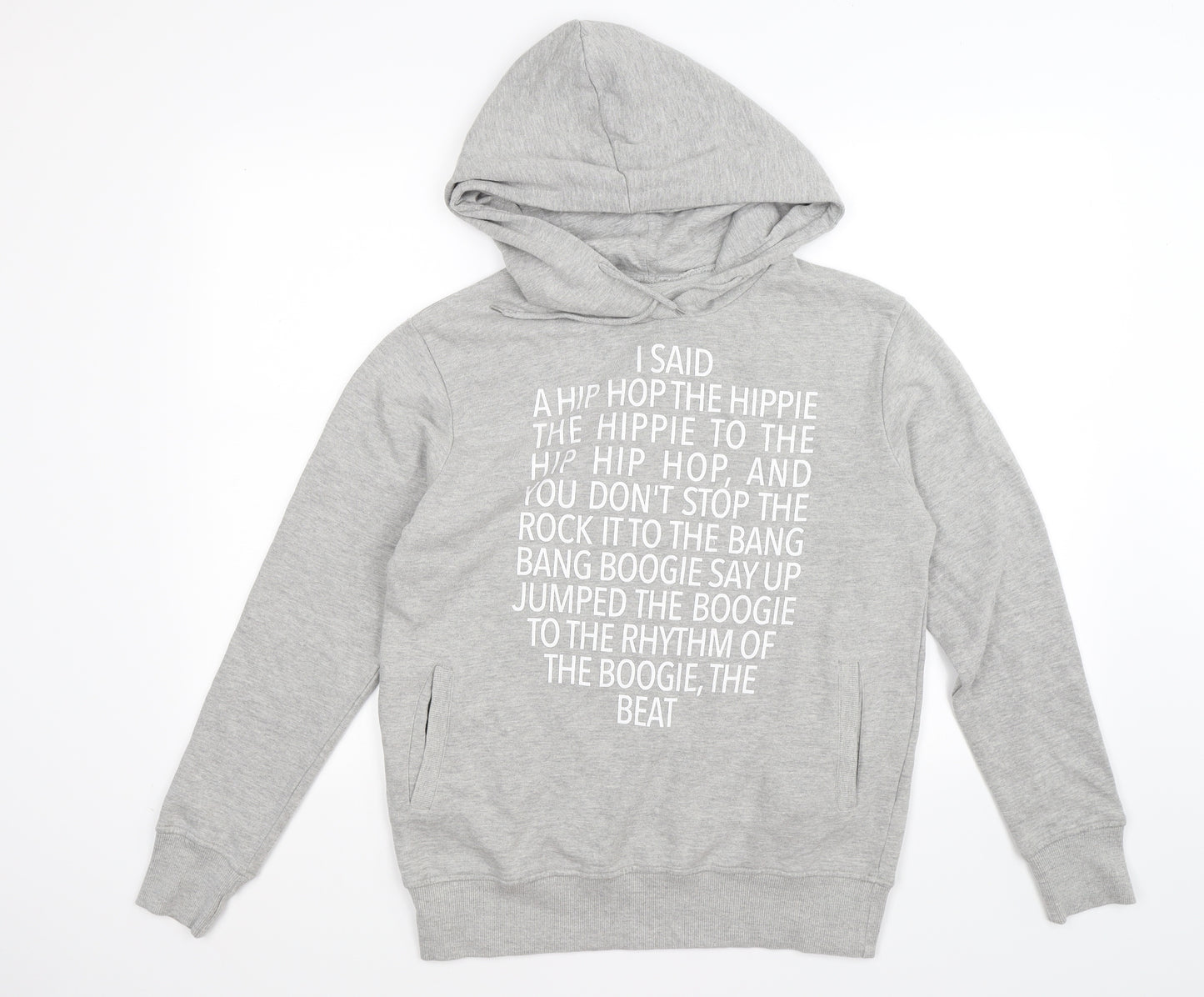 Preworn Womens Grey  Jersey Pullover Hoodie Size L  - rappers delight lyrics