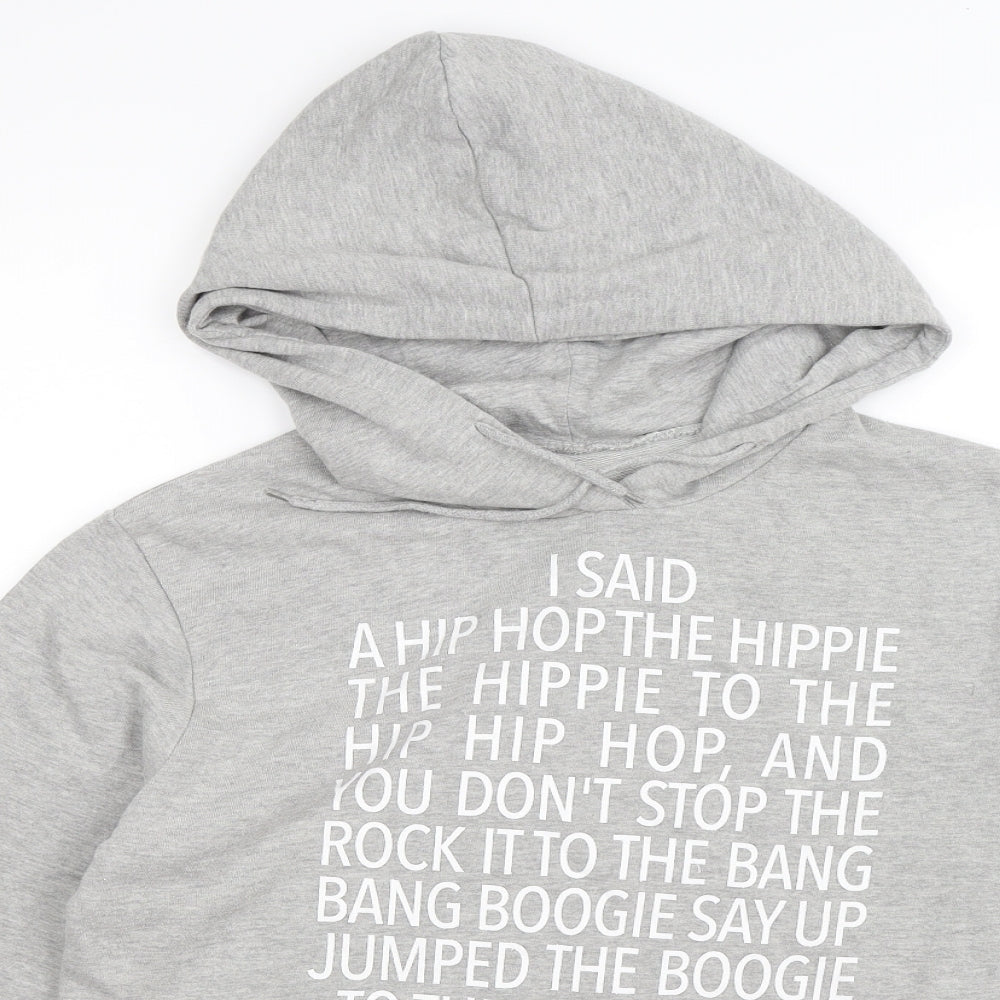 Preworn Womens Grey  Jersey Pullover Hoodie Size L  - rappers delight lyrics