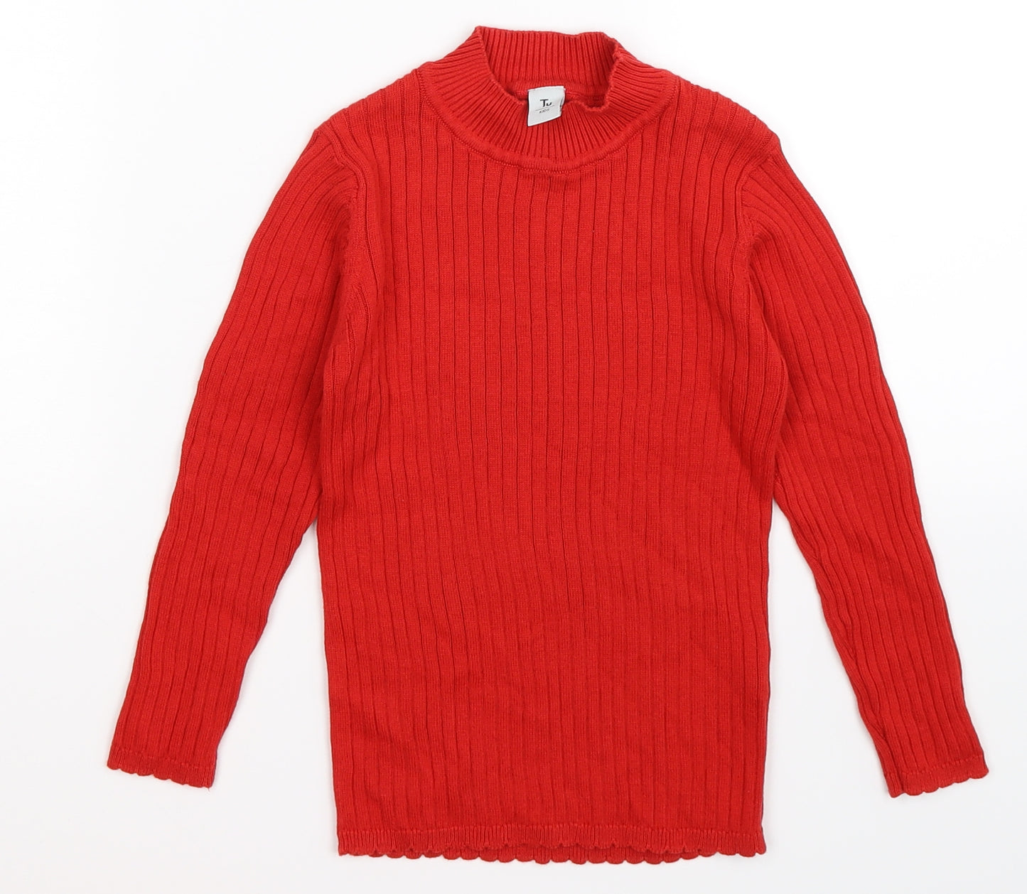 George Girls Red Striped Knit Pullover Jumper Size 5-6 Years
