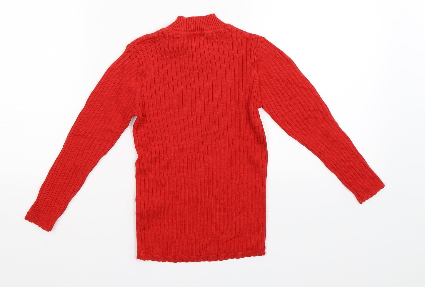 George Girls Red Striped Knit Pullover Jumper Size 5-6 Years