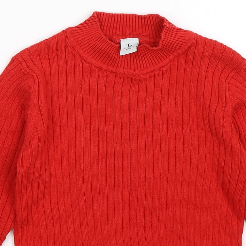 George Girls Red Striped Knit Pullover Jumper Size 5-6 Years