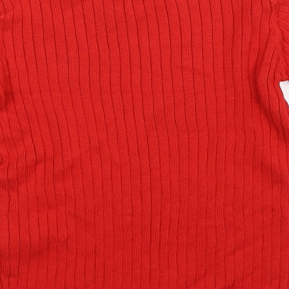 George Girls Red Striped Knit Pullover Jumper Size 5-6 Years