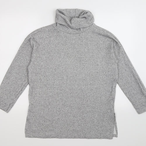 New Look Womens Grey Striped Knit Pullover Jumper Size M