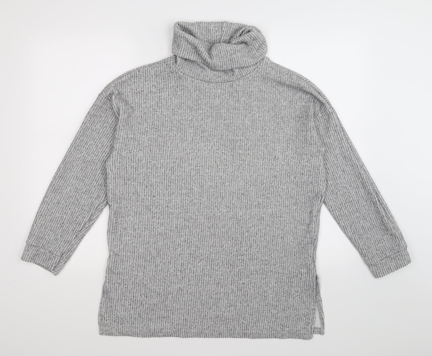 New Look Womens Grey Striped Knit Pullover Jumper Size M