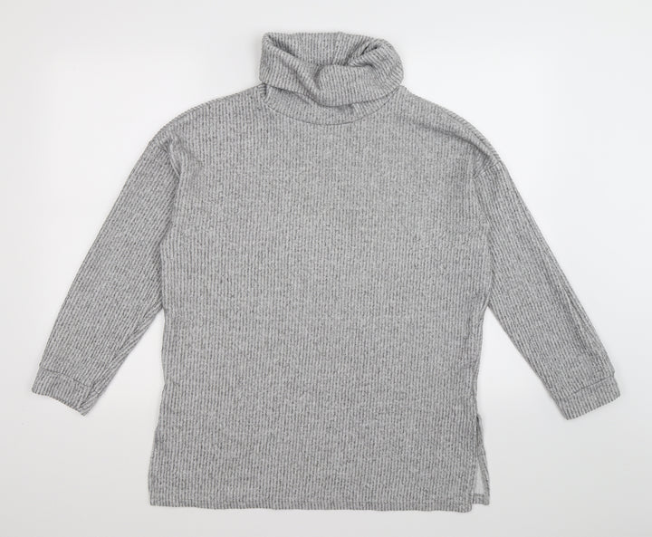New Look Womens Grey Striped Knit Pullover Jumper Size M