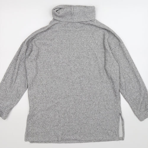 New Look Womens Grey Striped Knit Pullover Jumper Size M