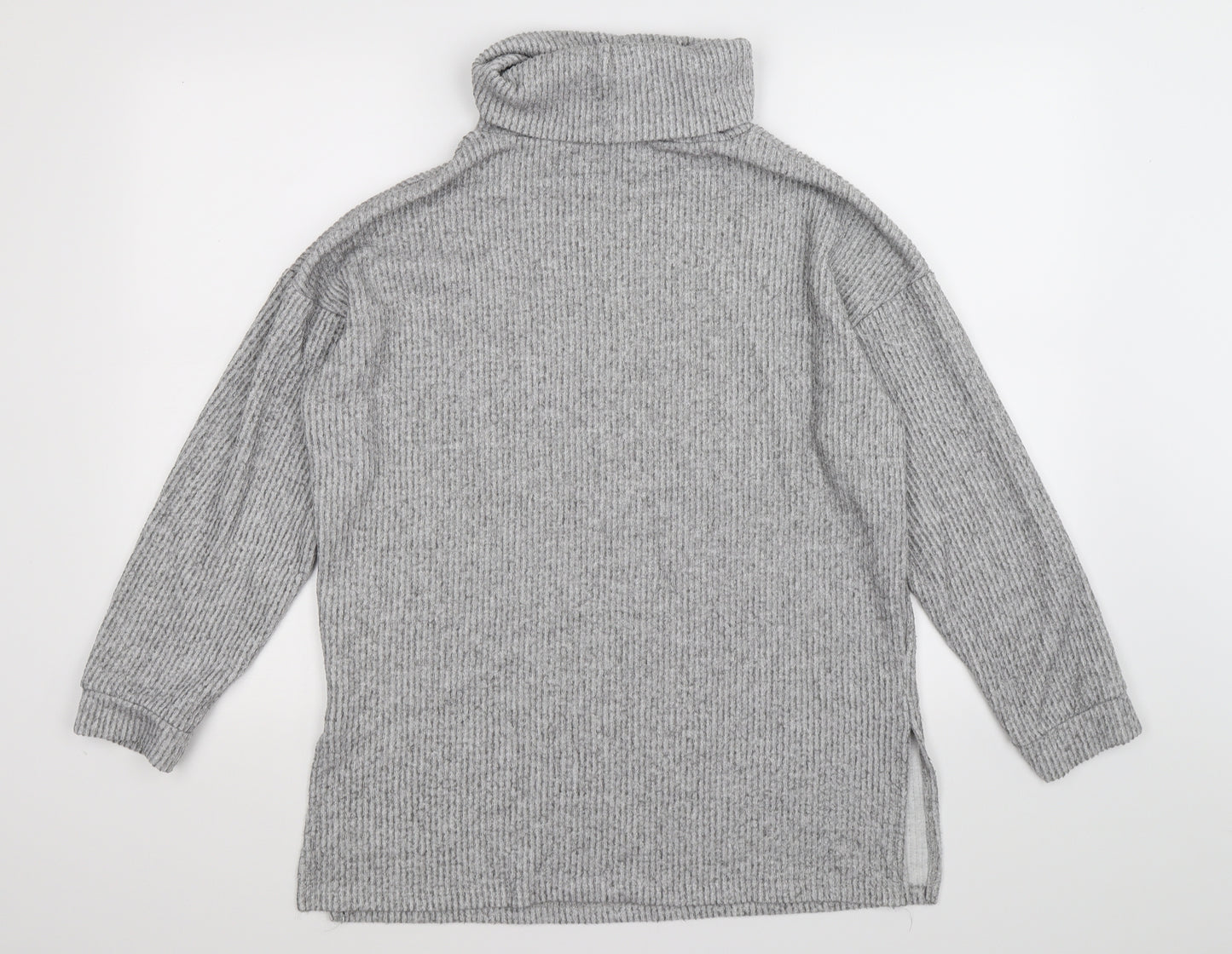 New Look Womens Grey Striped Knit Pullover Jumper Size M